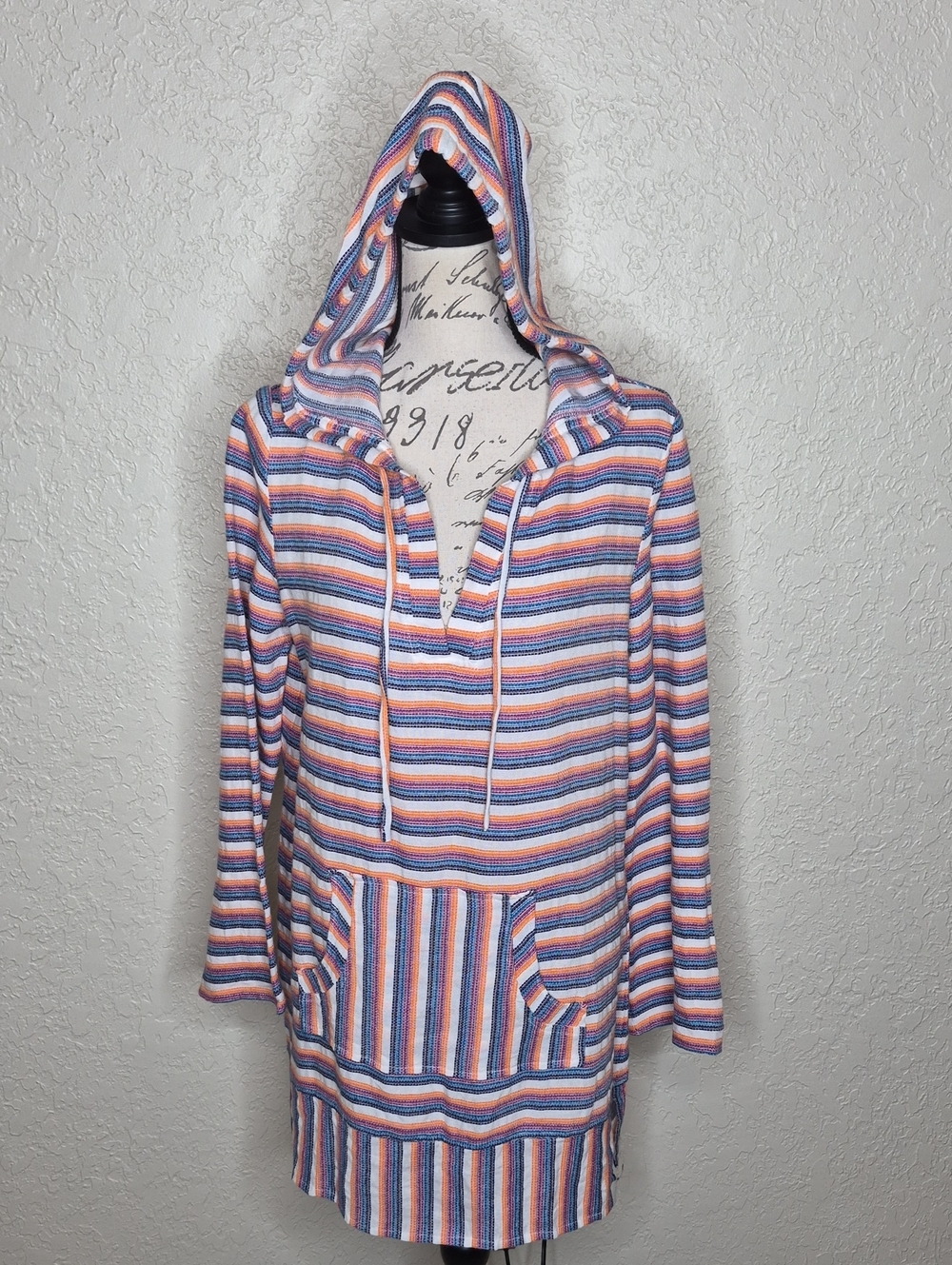 Hobie Striped Tunic Style Hoodie, Cover Up, Dress Size S